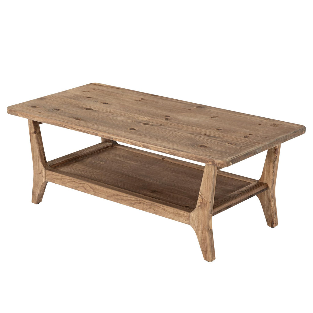 Solid Wood Coffee Table with Storage, 2-Tier Shelf H632711