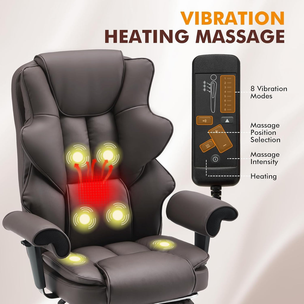 Brown Heated Massage Office Chair with Foot Rest B12071