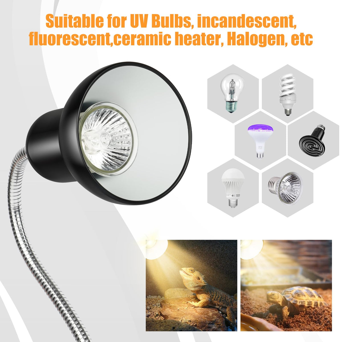 Reptile Heat Lamp UVA/UVB Light with 25W and 50W Bulbs F266