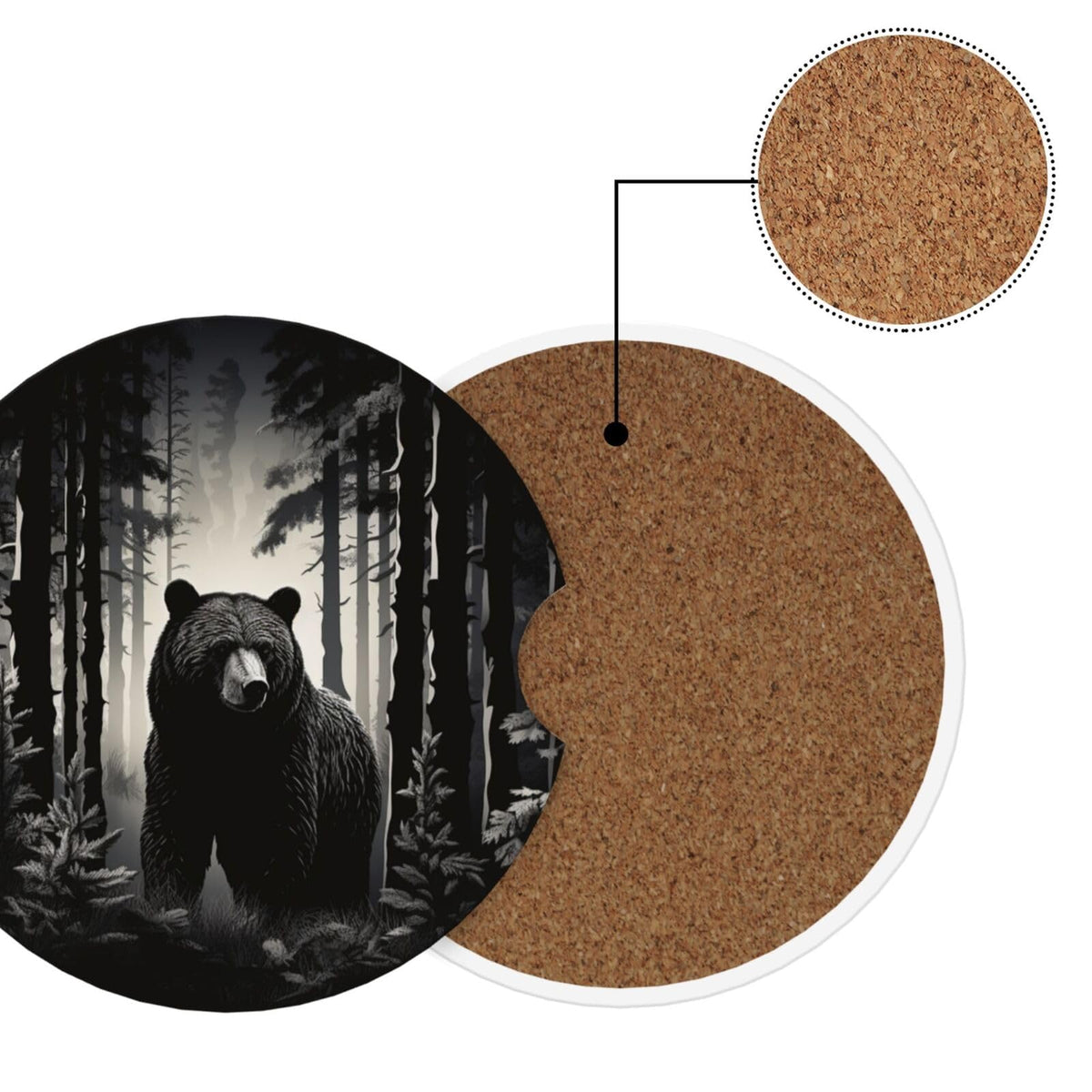 Black Bear Ceramic Car Coasters Set of 2 L39282