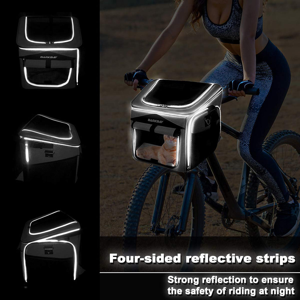 Foldable Soft-Sided Dog Bike Basket Carrier with 2 Open Doors Y8761