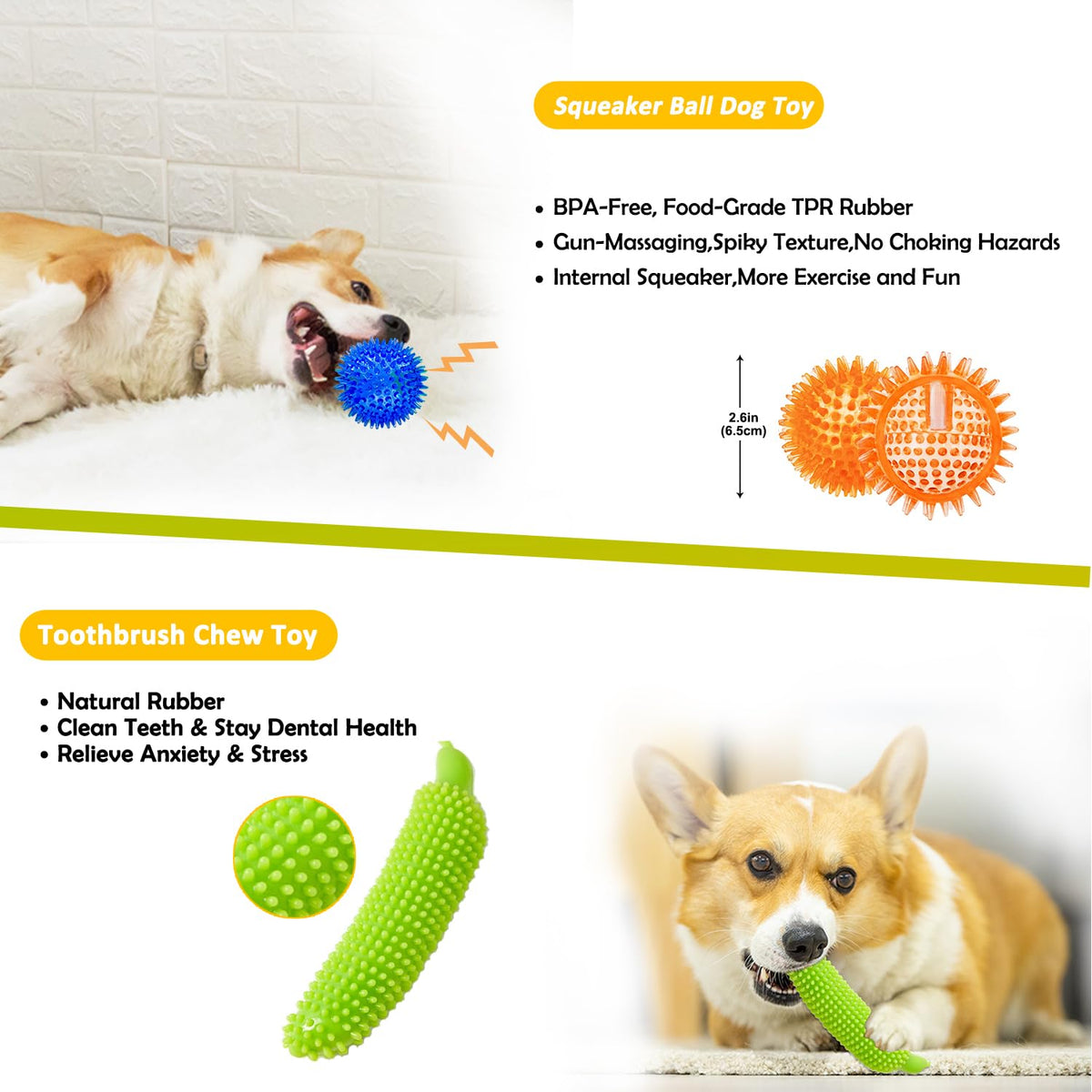 25 Pack Puppy Chew Toys with Squeak Plush Rope Toys U71000