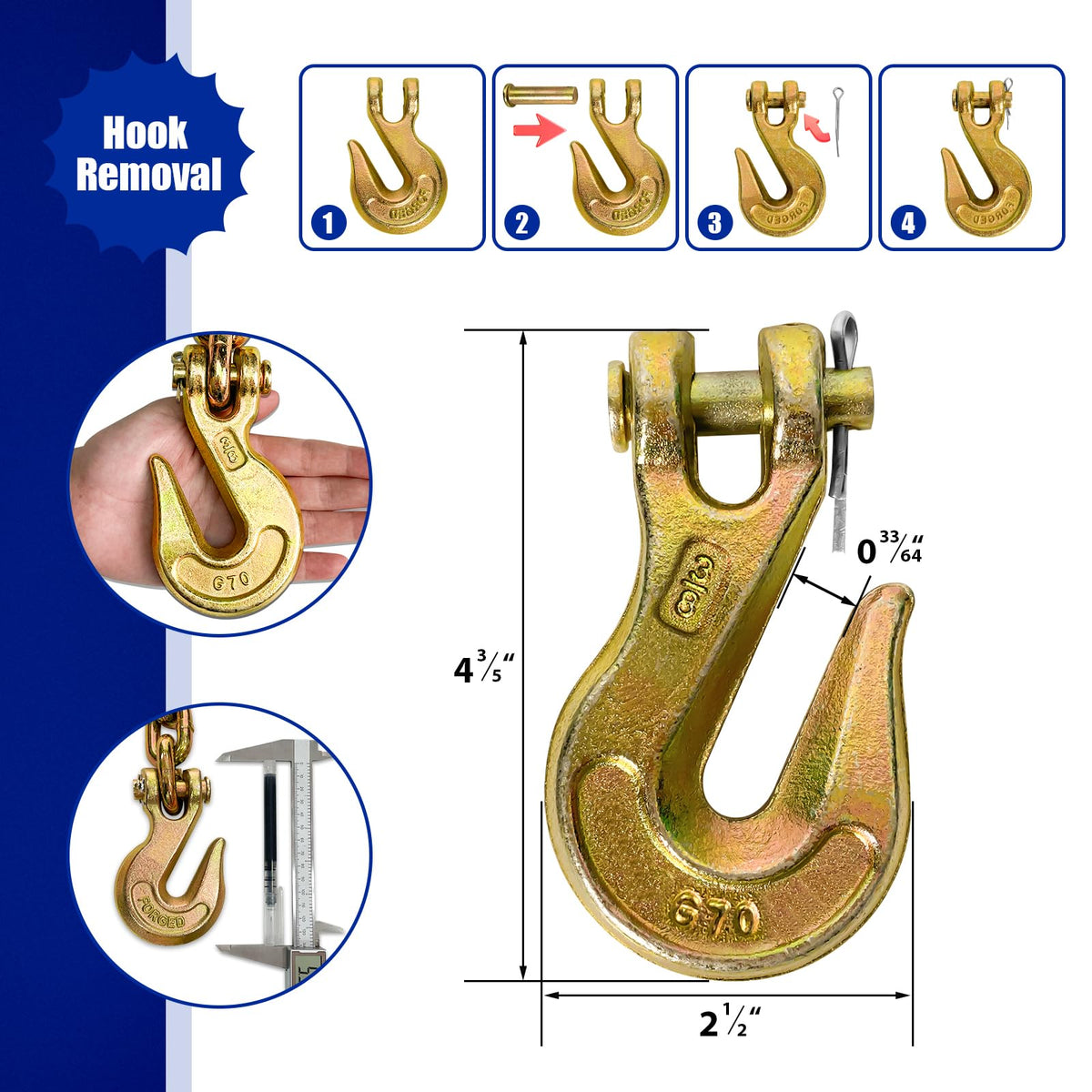 3/8 Chain Trailer Chains with Hooks Grade 80 E26806