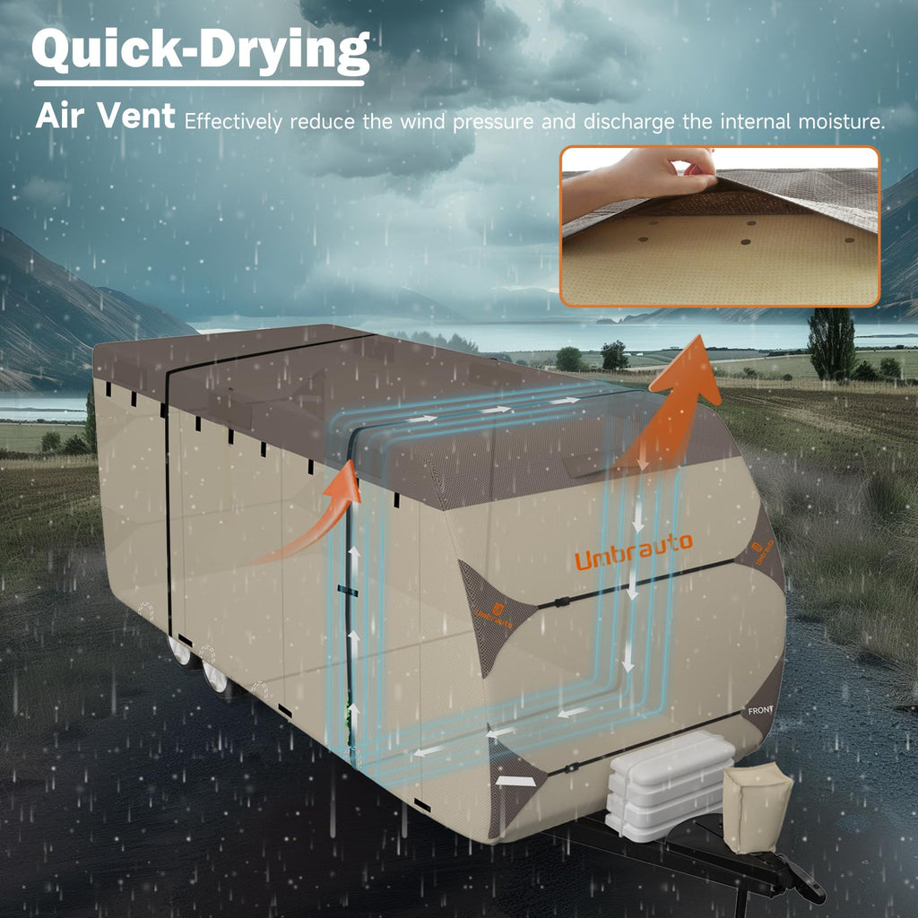 14' ~ 16' Waterproof Windproof Heavy Duty Travel Trailer RV Cover W4207