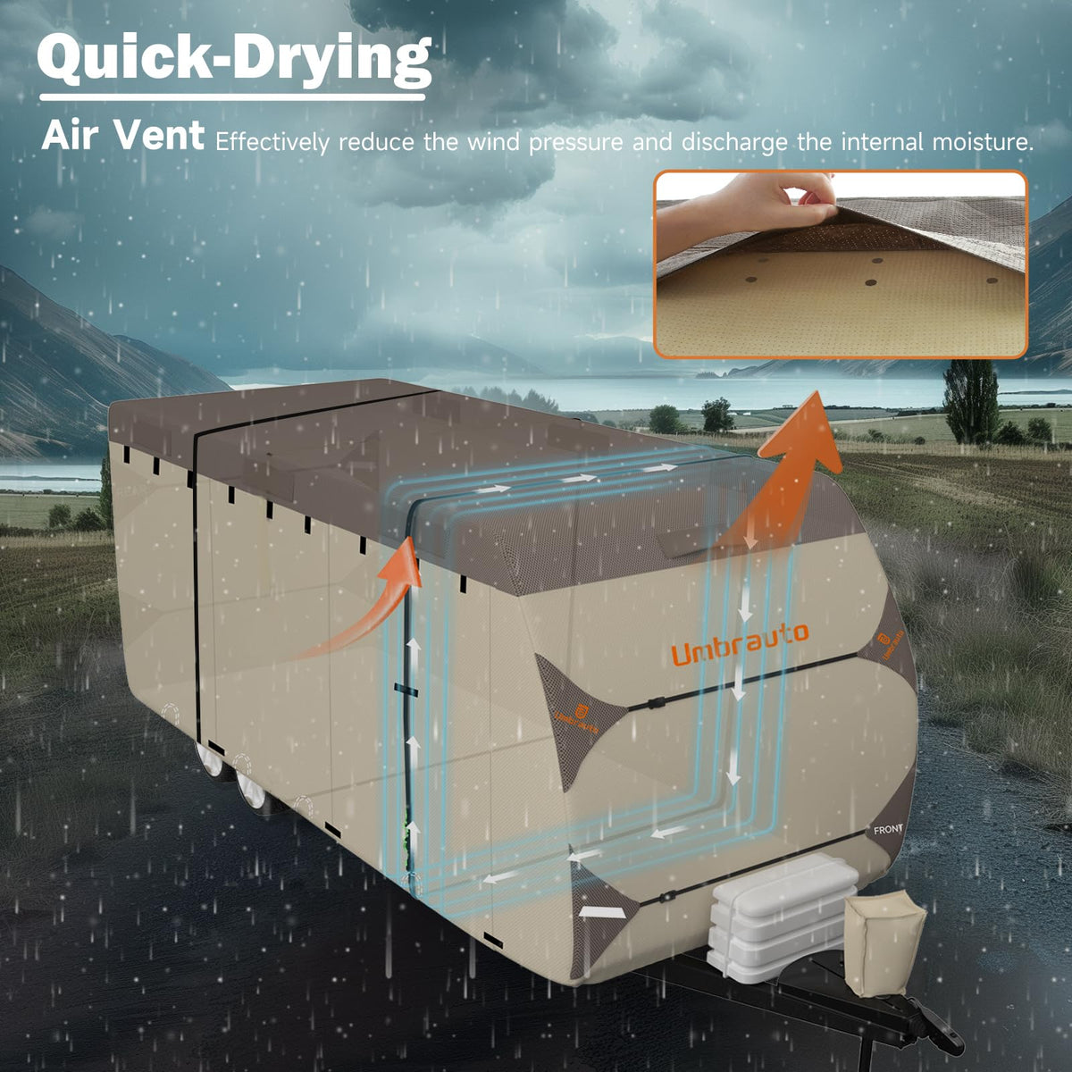14' ~ 16' Waterproof Windproof Heavy Duty Travel Trailer RV Cover W4207