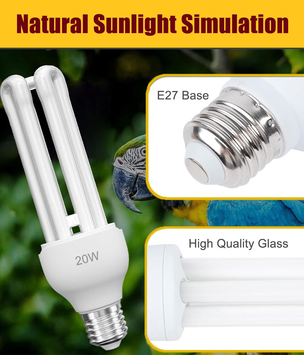 Bird Cage Light Fixture Combo Kit with 2.4 UVB UVA 20W Compact Fluorescent Bulb A4064