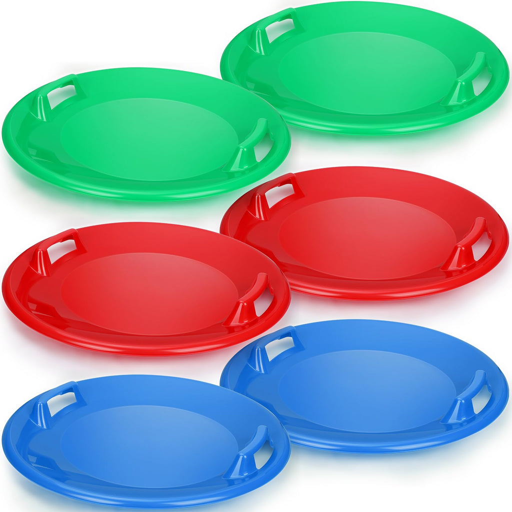 23.6 Inch Round Plastic Snow Saucer Sled with Handles N907
