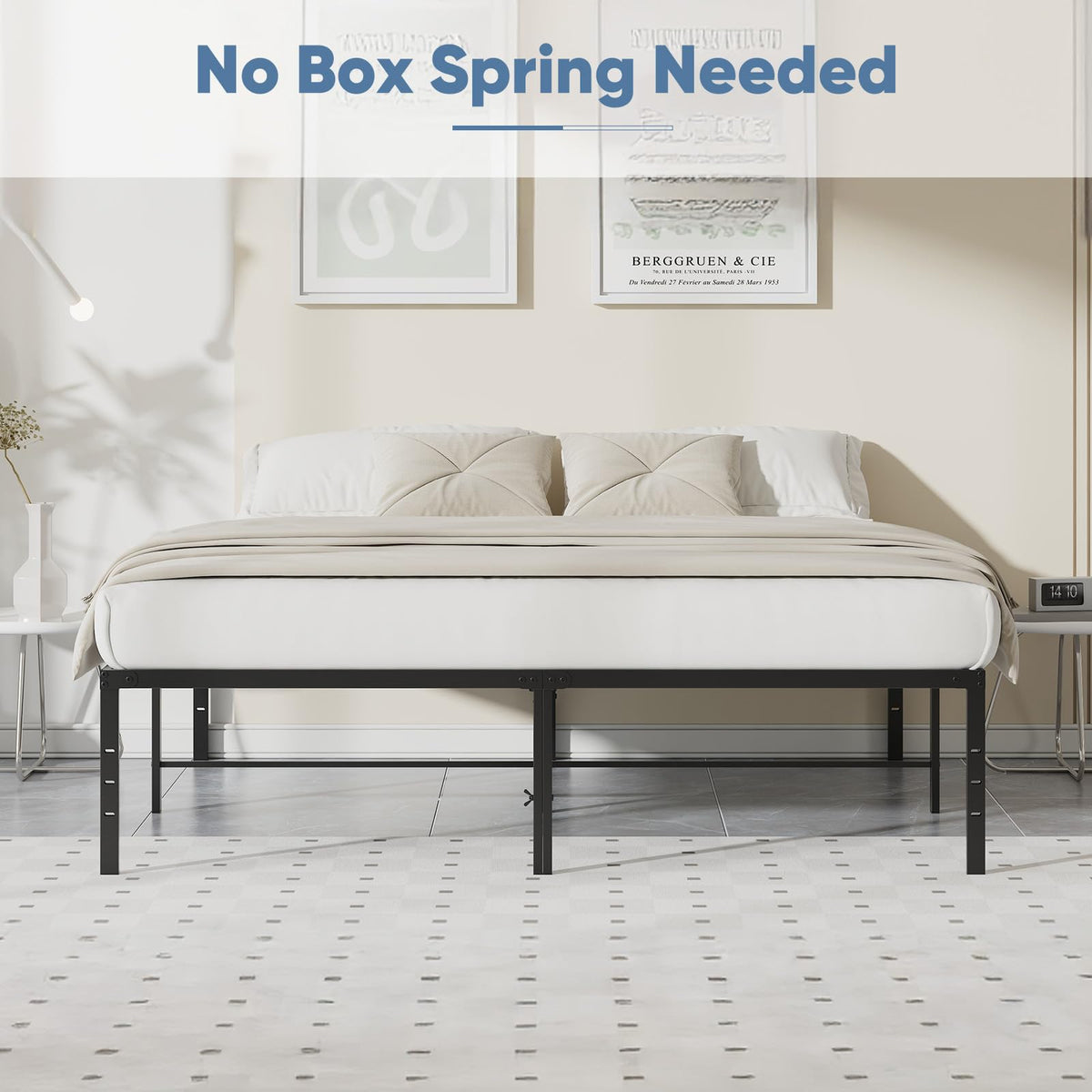 Queen 18 Inch Metal Platform Bed Frame O954162