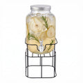 Mason Jar Glass Beverage Dispenser with Metal Stand, 1 Gal Q421