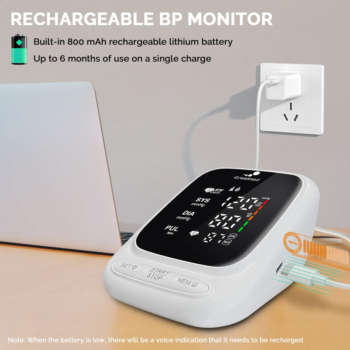 Automatic Upper Arm Blood Pressure Monitor with Adjustable 8.7"-16.5" Cuff W49311