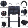 Black 20.3FT Aluminum Telescoping Ladder 330lbs Capacity S346