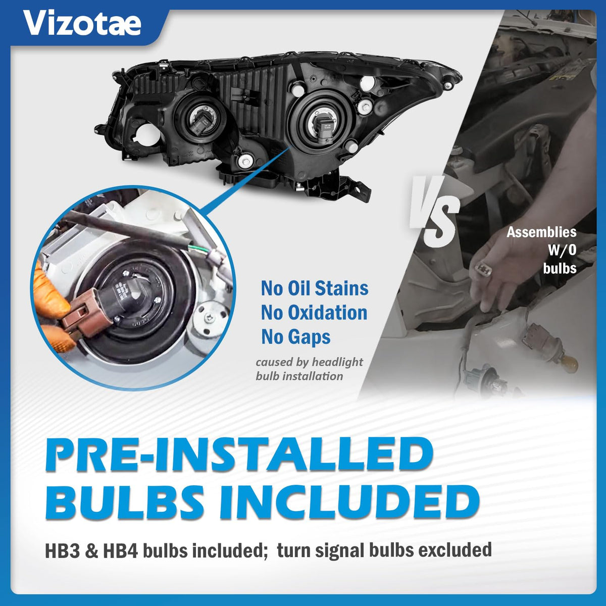 Headlights Assembly for 2008-2012 Honda Accord 4Dr Chrome Housing P91707