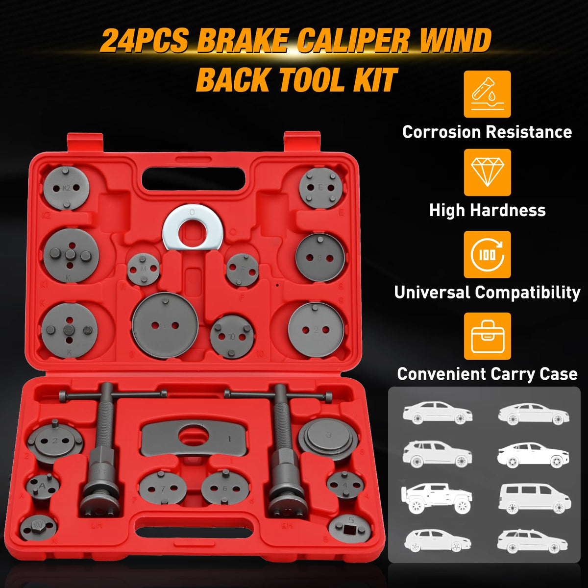 22pc Disc Brake Caliper Compression Tool Set B87033