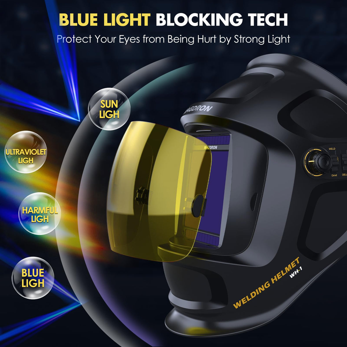 Auto Darkening Welding Helmet Large View True Color 4 Arc Sensor Solar/Battery Powered Q5166