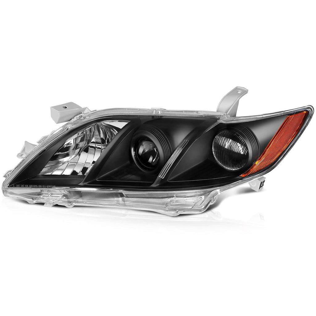 Black Housing Amber Reflector Clear Lens Headlight Assembly Pair I407337
