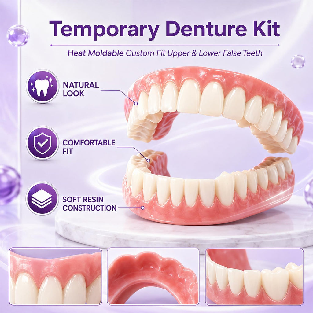 Heat Moldable Custom Fit Upper Lower False Teeth T3827