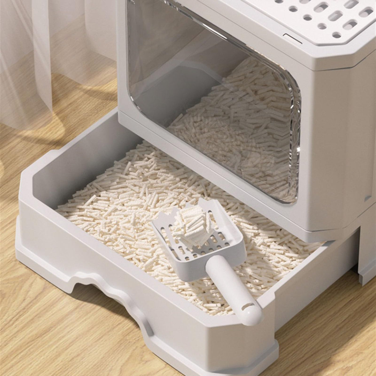 Foldable Cat Litter Box with Lid and Shovel N797057