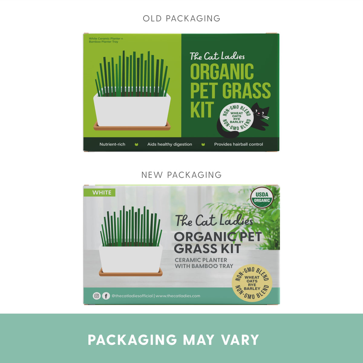 Organic Cat Grass Growing Kit with Seed Mix, Soil and Ceramic Planter B496965