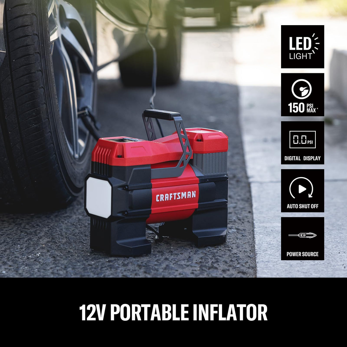 Portable 12V Tire Inflator with Digital Gauge A793