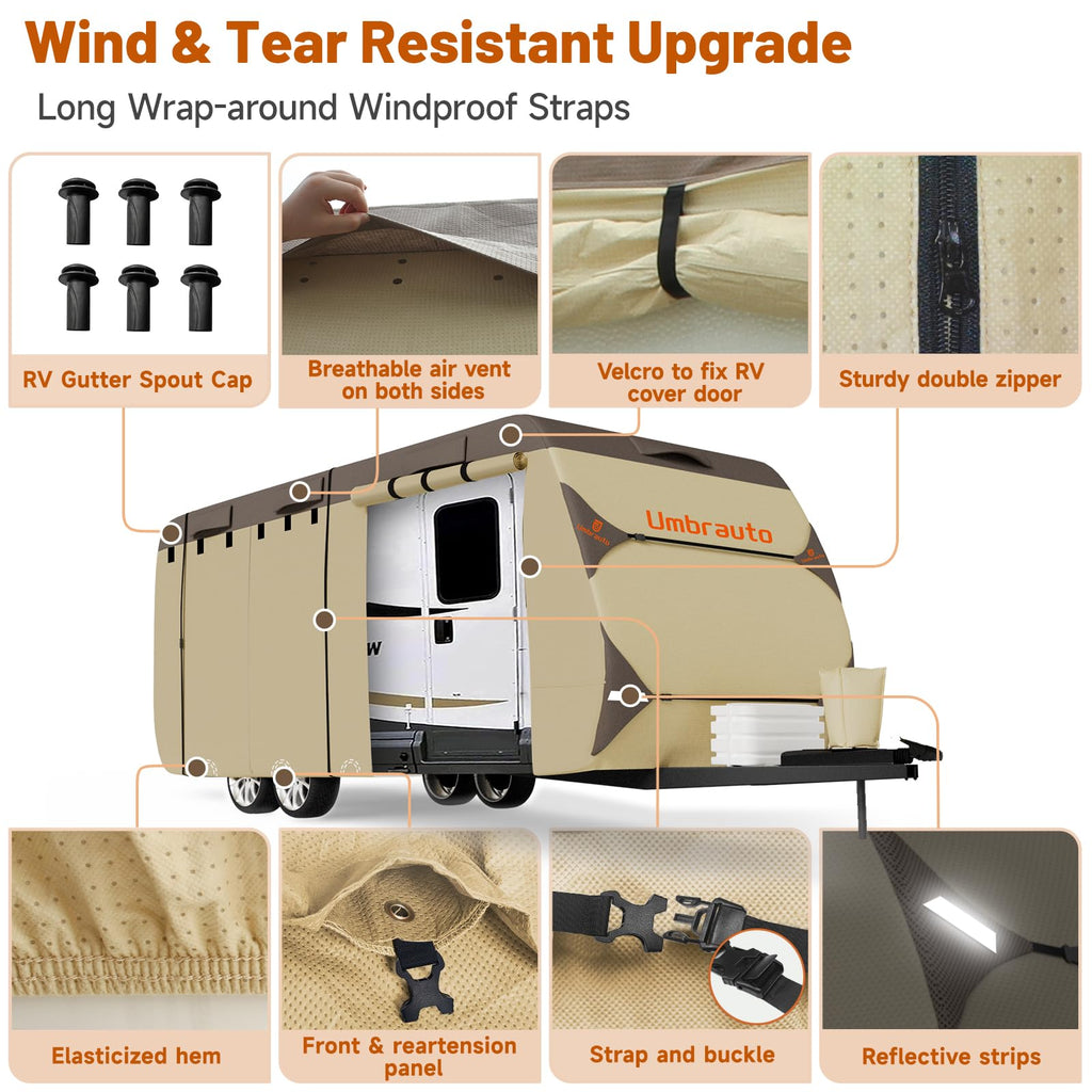 14' ~ 16' Waterproof Windproof Heavy Duty Travel Trailer RV Cover W4207