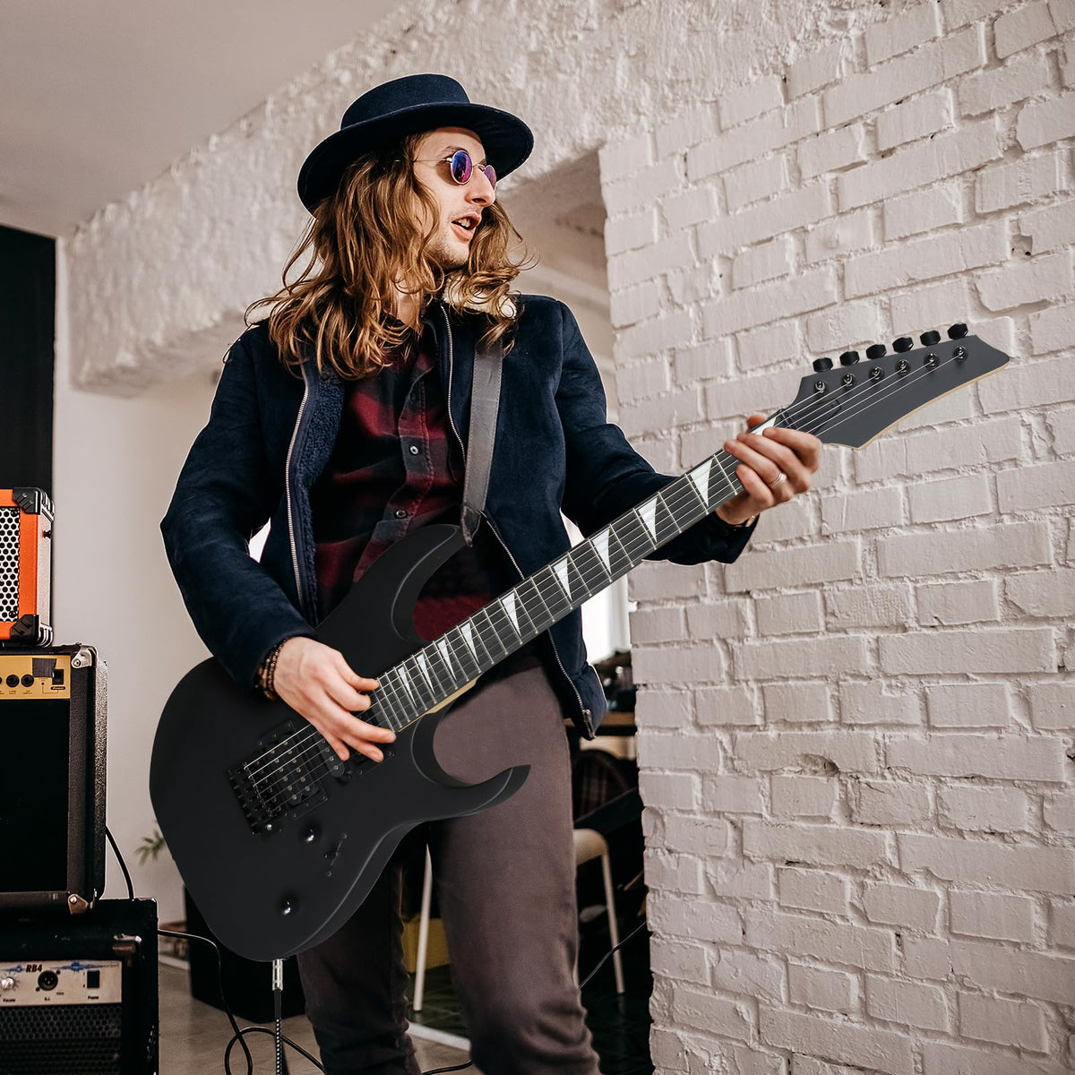 39" Matte Black Electric Guitar with 20Watt Amp D14473