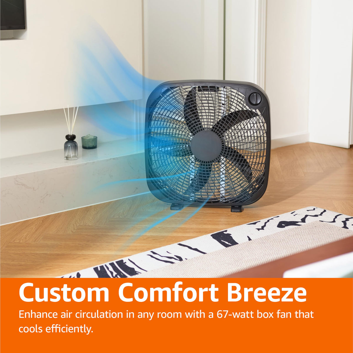Black 20-Inch 3-Speed Box Fan with Carry Handle F49376