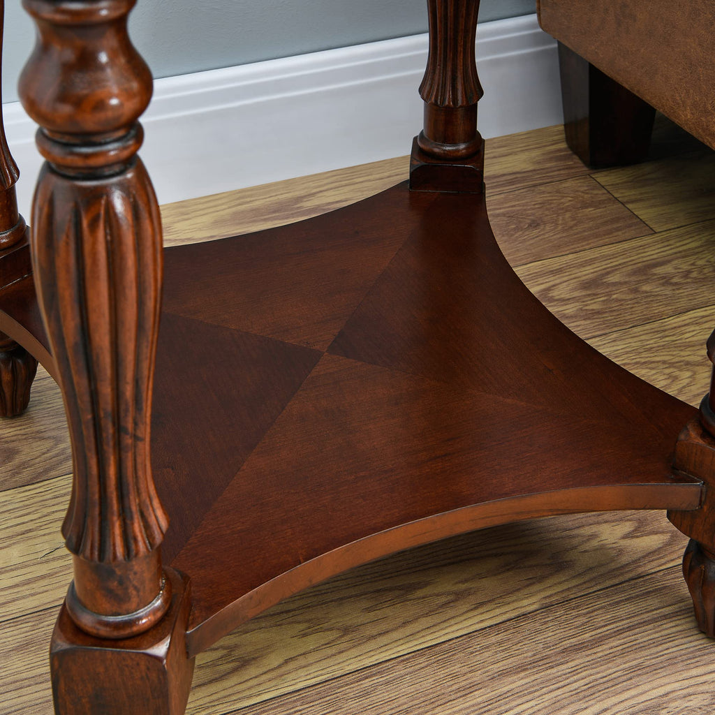Wood Oval End Table with Glass Top G21186