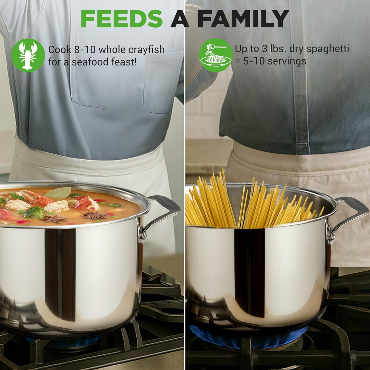 8-Quart Stainless Steel Stock Pot with See-Through Lid U946