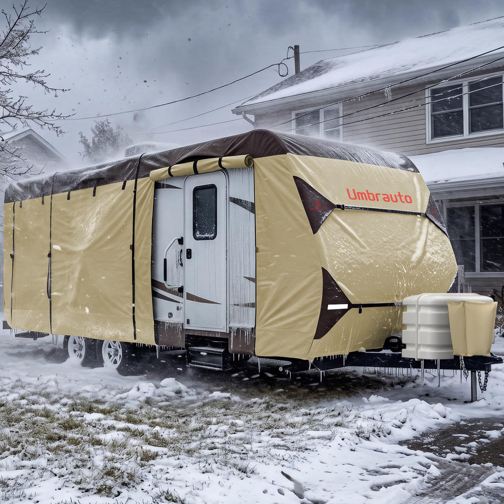 14' ~ 16' Waterproof Windproof Heavy Duty Travel Trailer RV Cover W4207