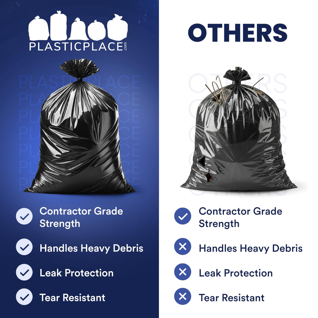 42 Gallon 3.0 Mil Black Heavy Duty Trash Bags 50 Count C930