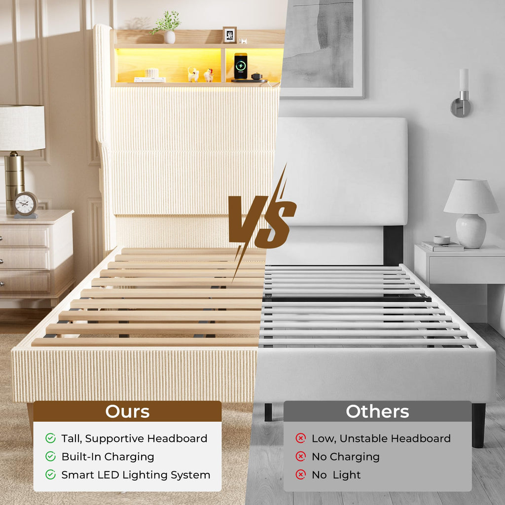 Queen Size Bed Frame with Tall Headboard N76024