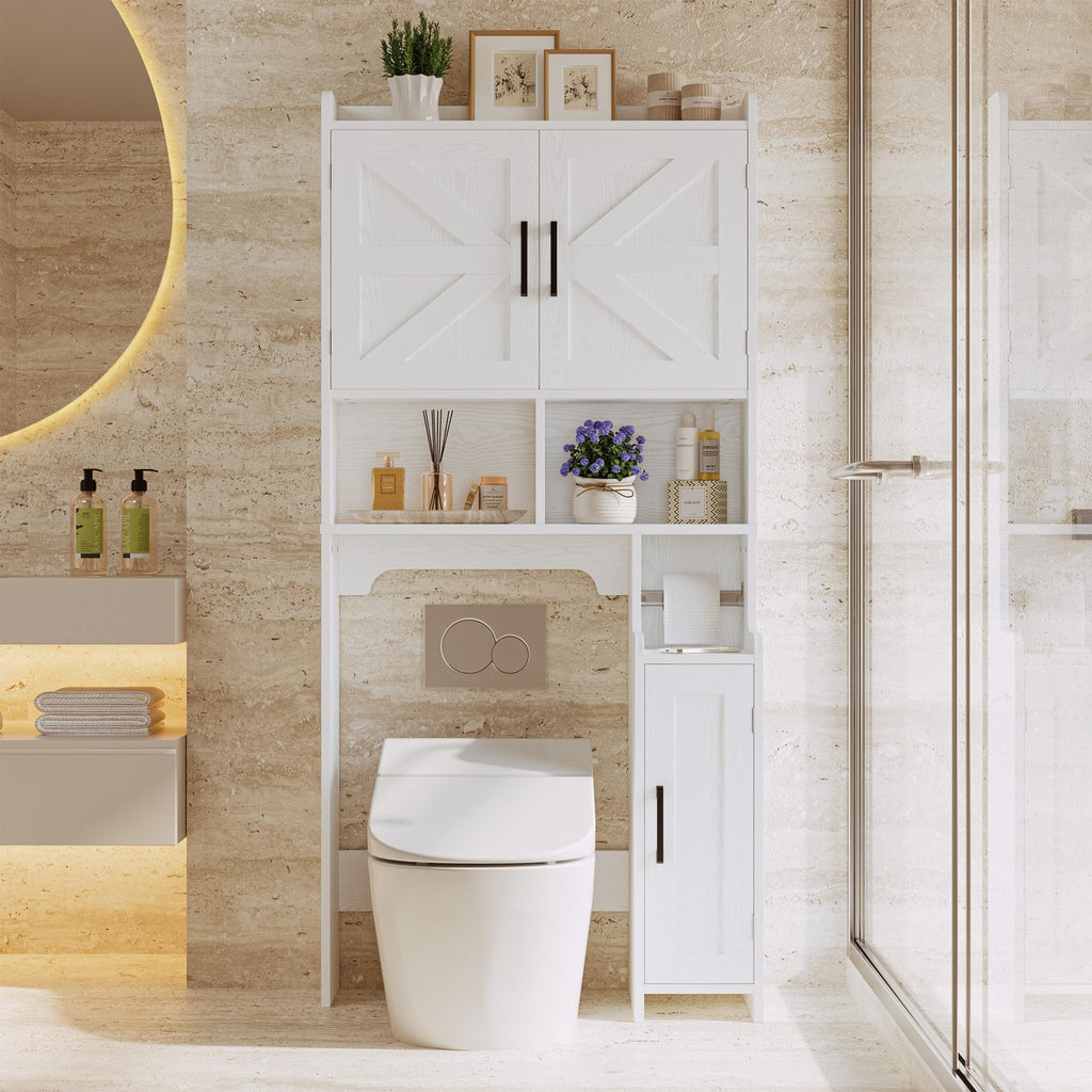 White Over The Toilet Storage Cabinet with Adjustable Shelves Z54754