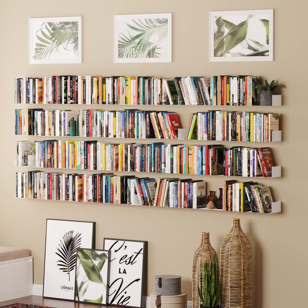 White Metal U Shape Wall Mountable Bookshelf A1445