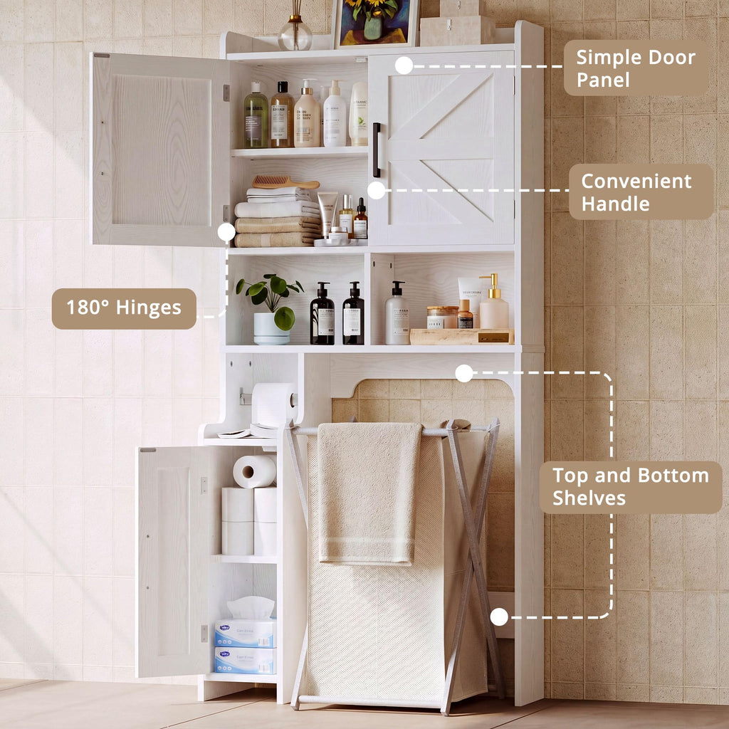 White Over The Toilet Storage Cabinet with Adjustable Shelves Z54754
