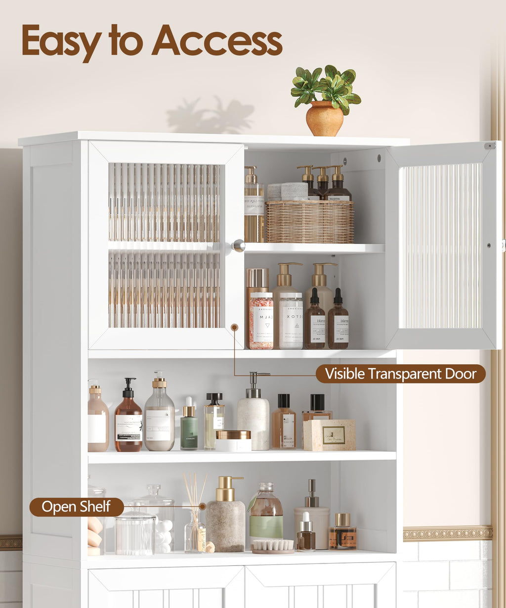 66.9" H Tall White Bathroom Storage Cabinet Q5569