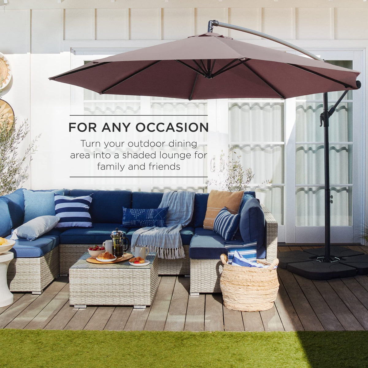 10ft Offset Hanging Patio Umbrella with Easy Tilt Adjustment A885183