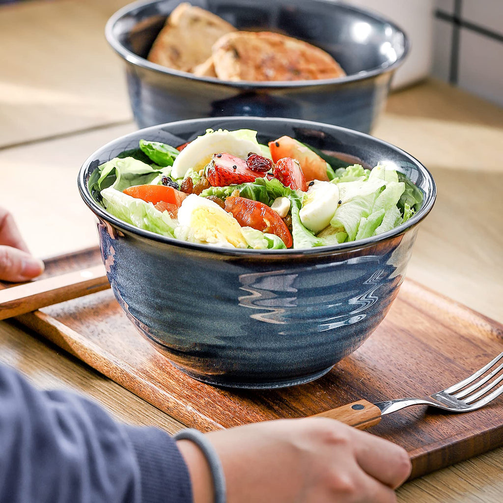 Ceramic Soup Bowls Set of 4, 40 Ounce Navy Blue F99096