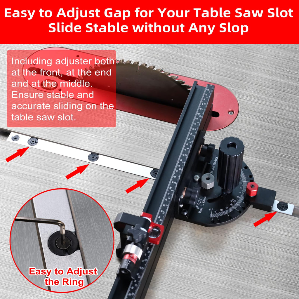 Table Saw Miter Gauge with Micro Adjust Flip Stop R1337