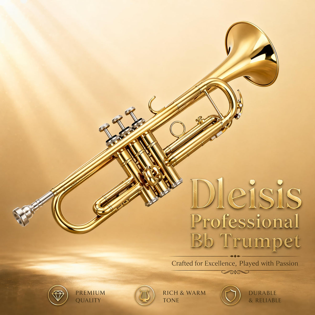 Bb Trumpet Brass Instrument with 7C Mouthpiece, Hard Case, Cleaning Kit S5043