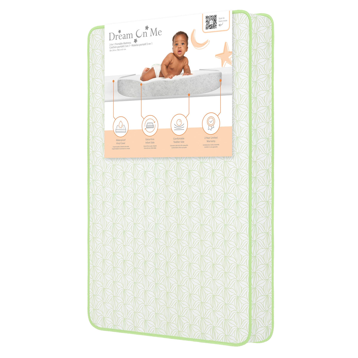 2-in-1 Mini Crib Mattress, Dual-Sided Waterproof C994020