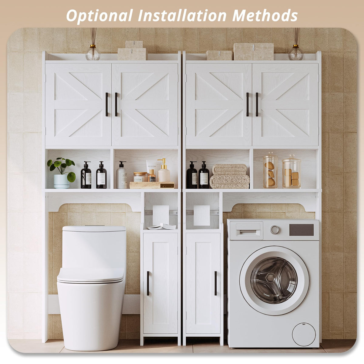 White Over The Toilet Storage Cabinet with Adjustable Shelves Z54754