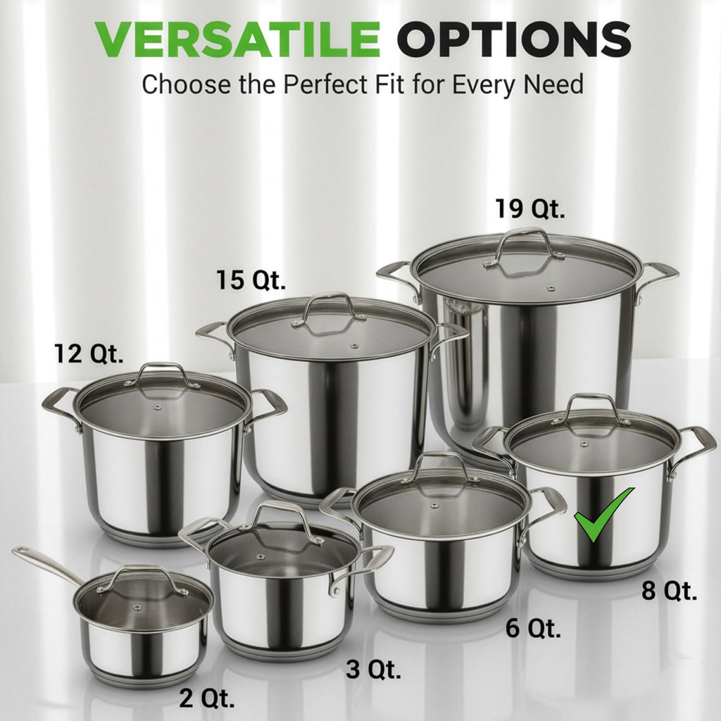 8-Quart Stainless Steel Stock Pot with See-Through Lid U946