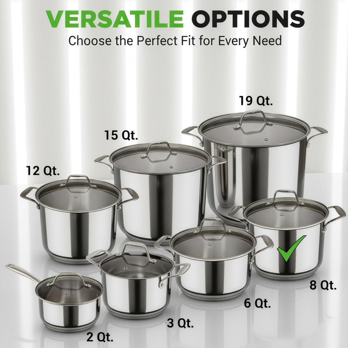 8-Quart Stainless Steel Stock Pot with See-Through Lid U946