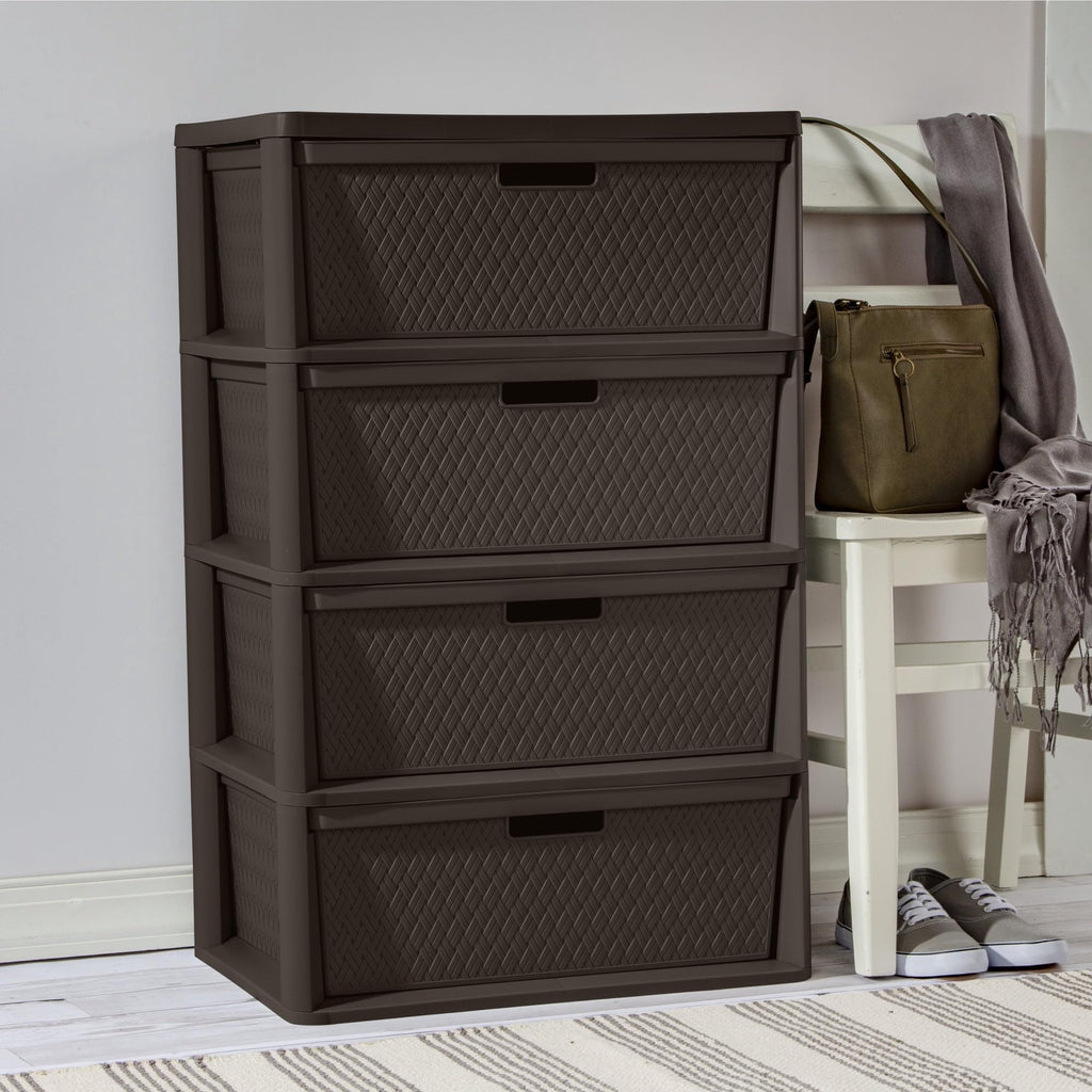Brown 4 Drawer Plastic Storage Tower B2247