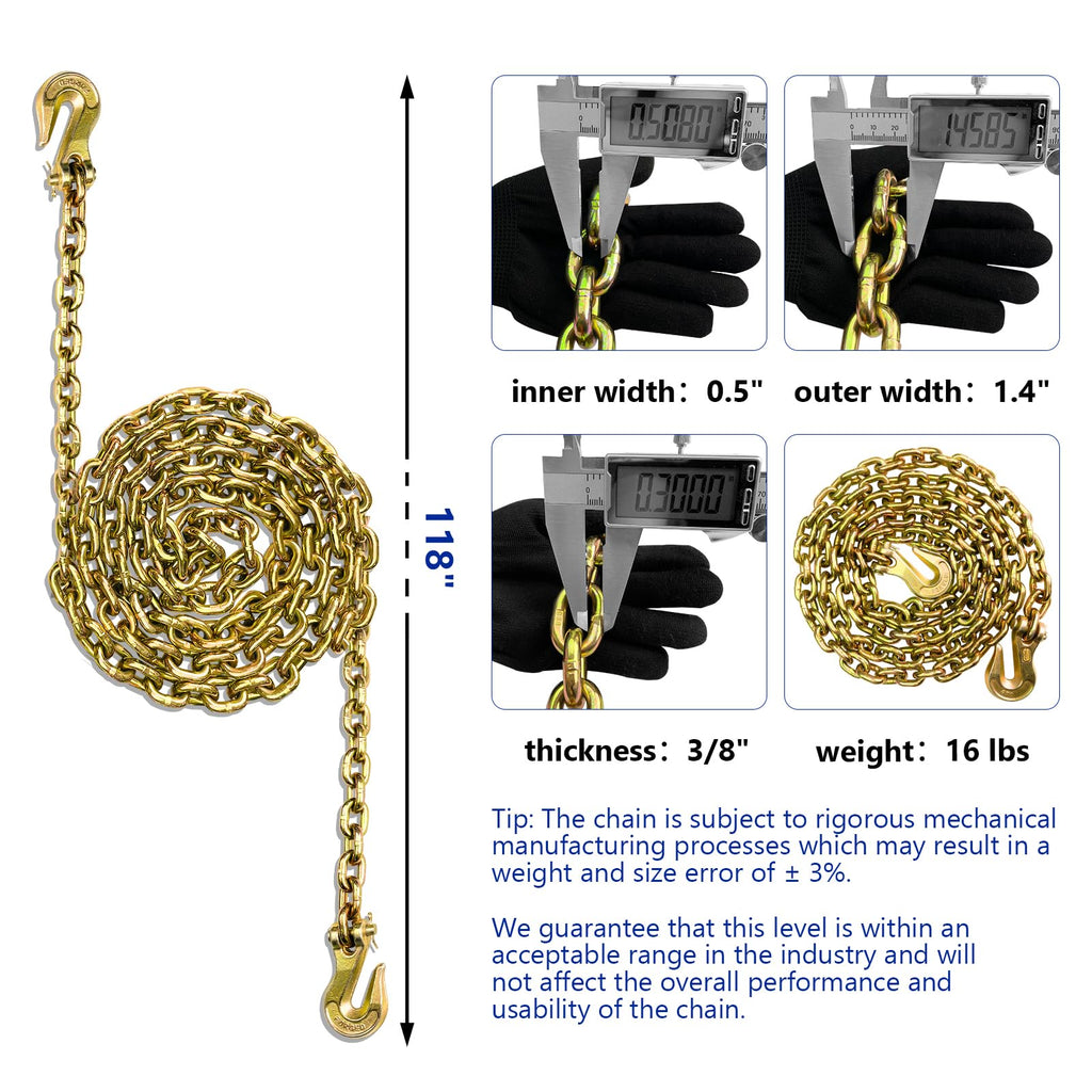 3/8 Chain Trailer Chains with Hooks Grade 80 E26806