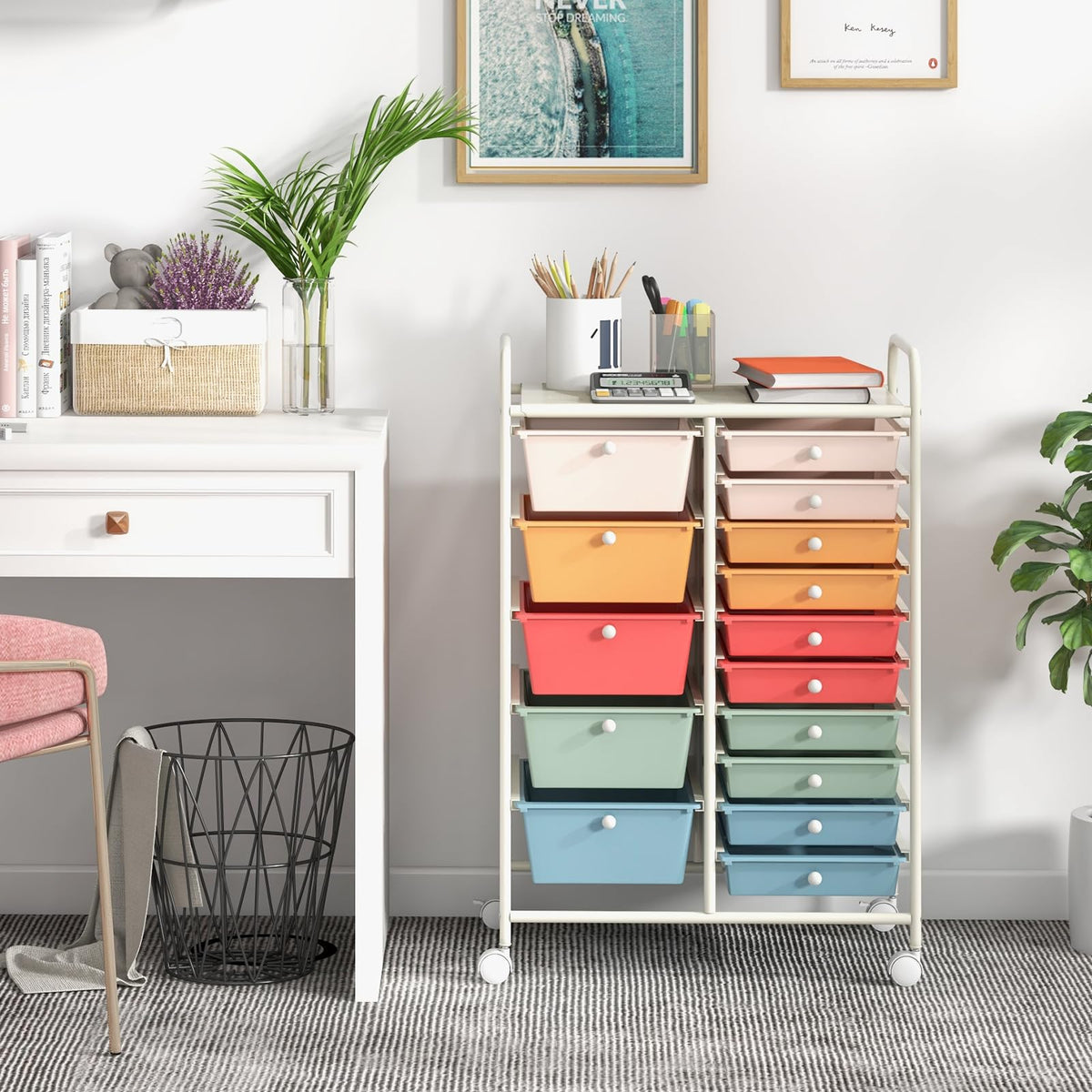 15 Drawer Rolling Storage Cart with Wheels O498186