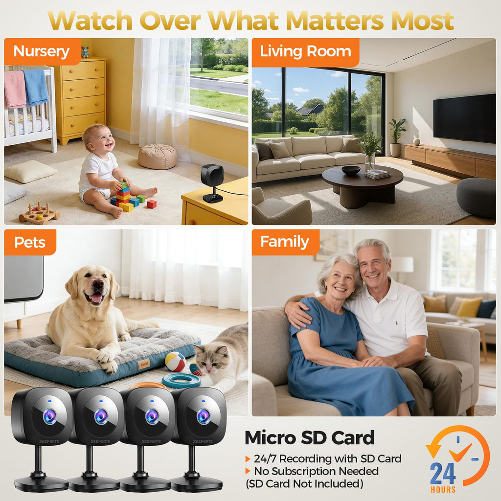 2K Indoor Security Camera 4-Pack with Night Vision F6114