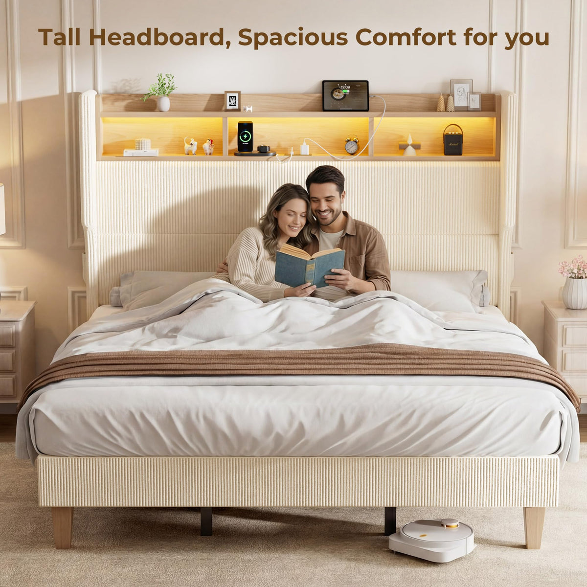 Queen Size Bed Frame with Tall Headboard N76024