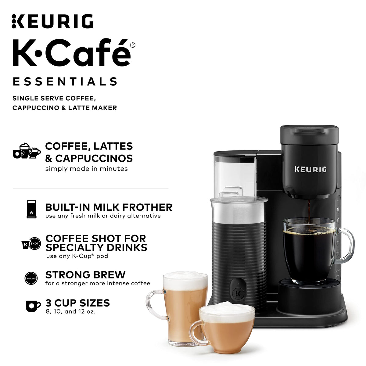 Single Serve Coffee, Latte and Cappuccino Maker, Black O260