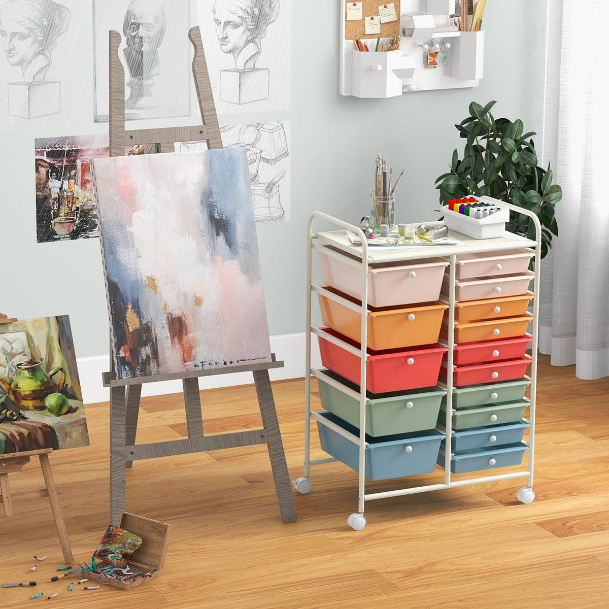 15 Drawer Rolling Storage Cart with Wheels O498186
